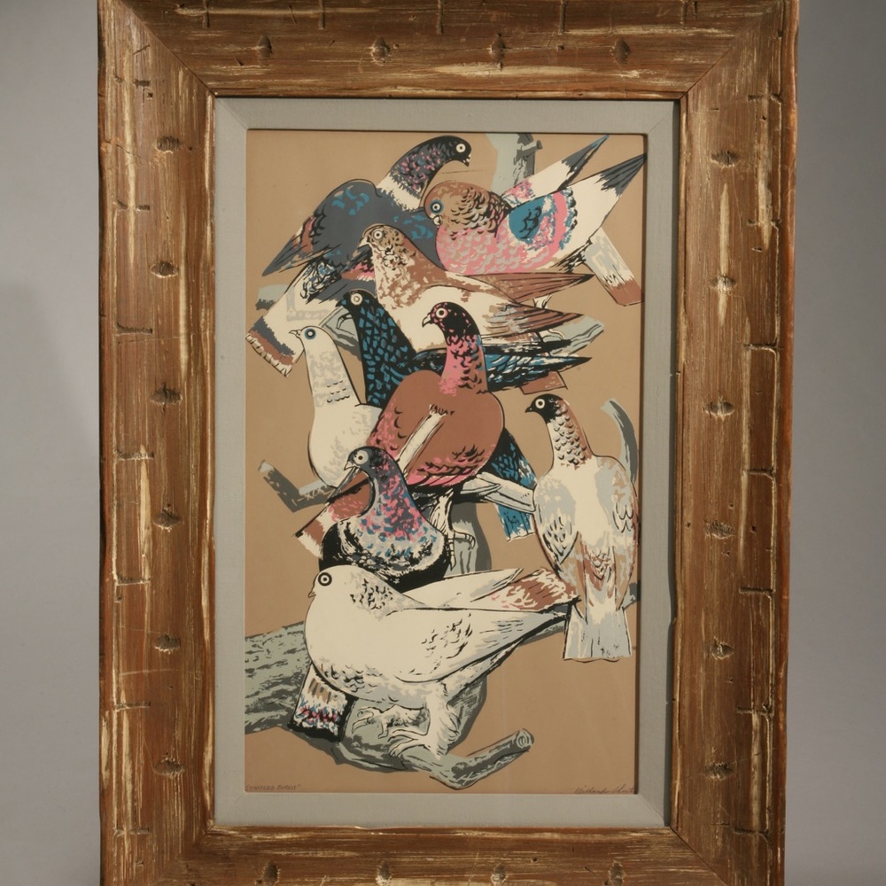 Colorful Bird Art in Rustic Frame - American Art Painting